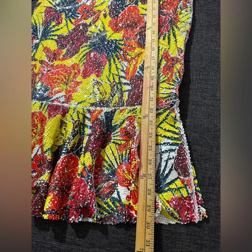 Zara Floral Sequin High Waisted Mermaid Fit and Flare Midi Skirt size small - Picture 12 of 15